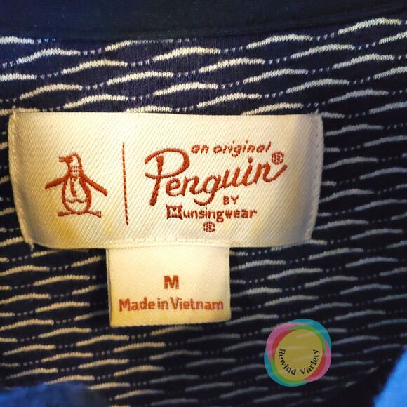 Original Penguin Polo Shirt Mens M Golf Preppy Geometric Weave Heritage Slim Fit - Picture 4 of 11